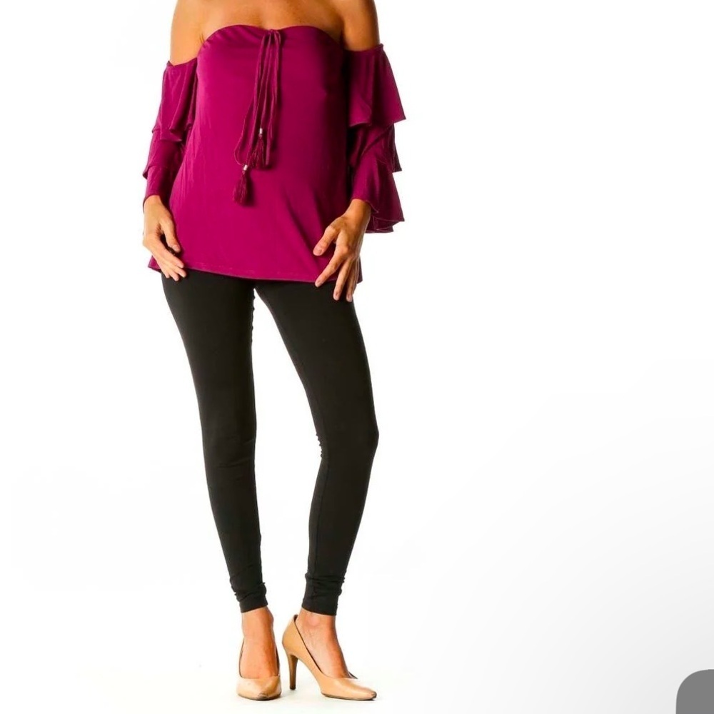 White House Black Market Dark Berry Off The Shoulder Bell Sleeve Sz 6 Blouse